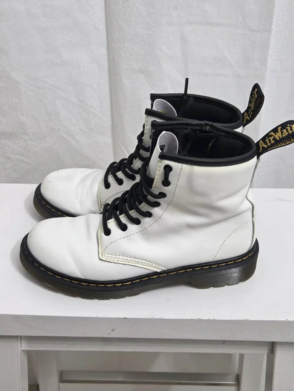 Dr. Martens Junior White Combat Boots Size US 4